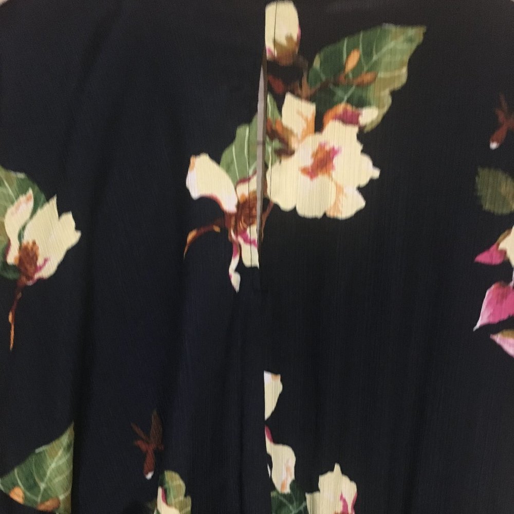 RACHEL Rachel Roy Dress Floral Ruffled Wrapped Midi Pocket Lined Black Size 2X - Picture 7 of 10